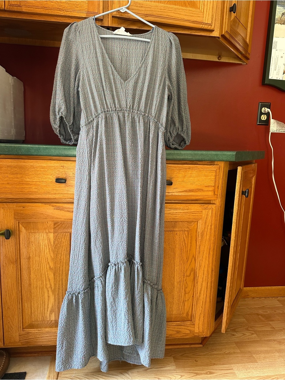 Women's Blue V-Neck Maxi Dress Superfoxx